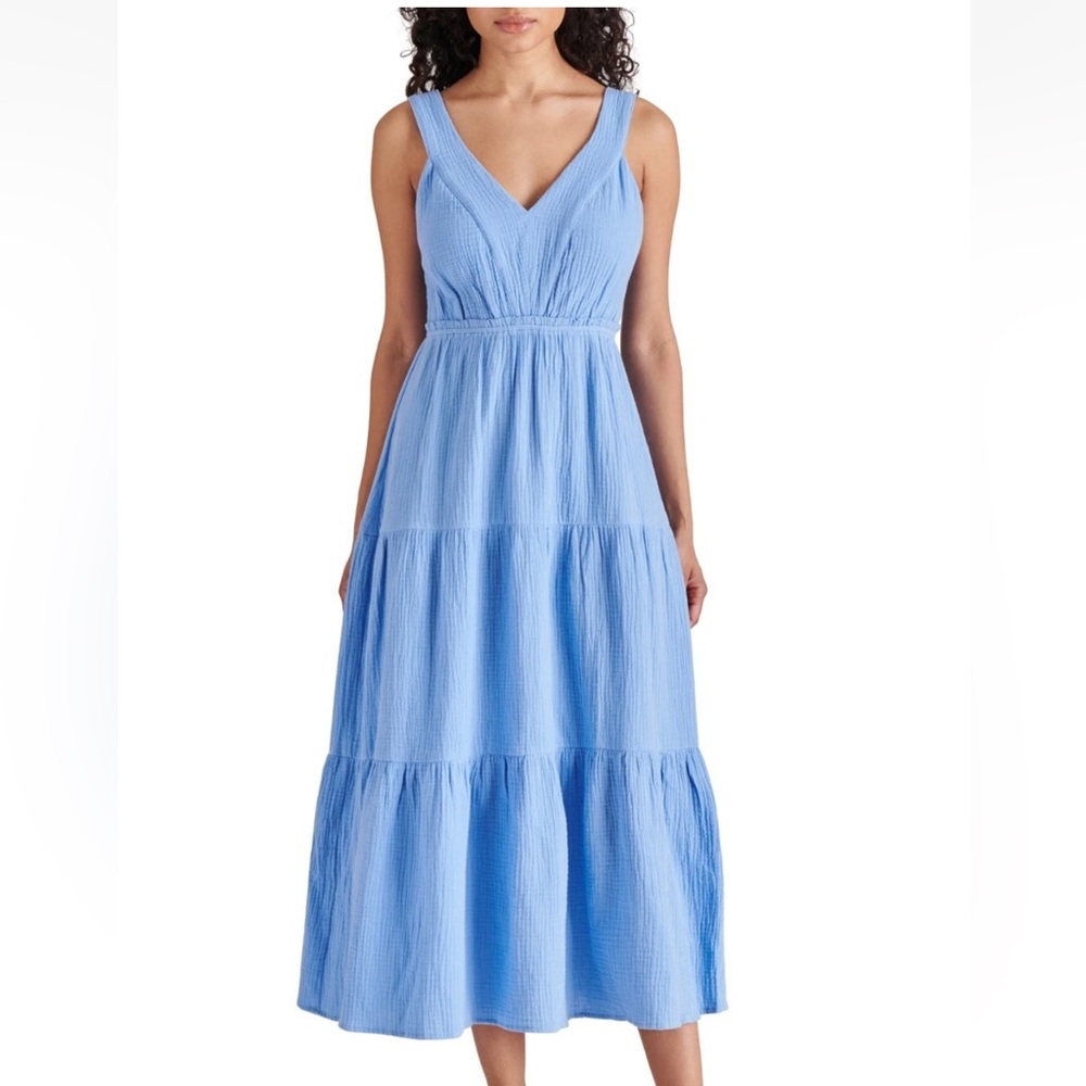 Steve Madden Amira Blue Tiered Midi Dress XL